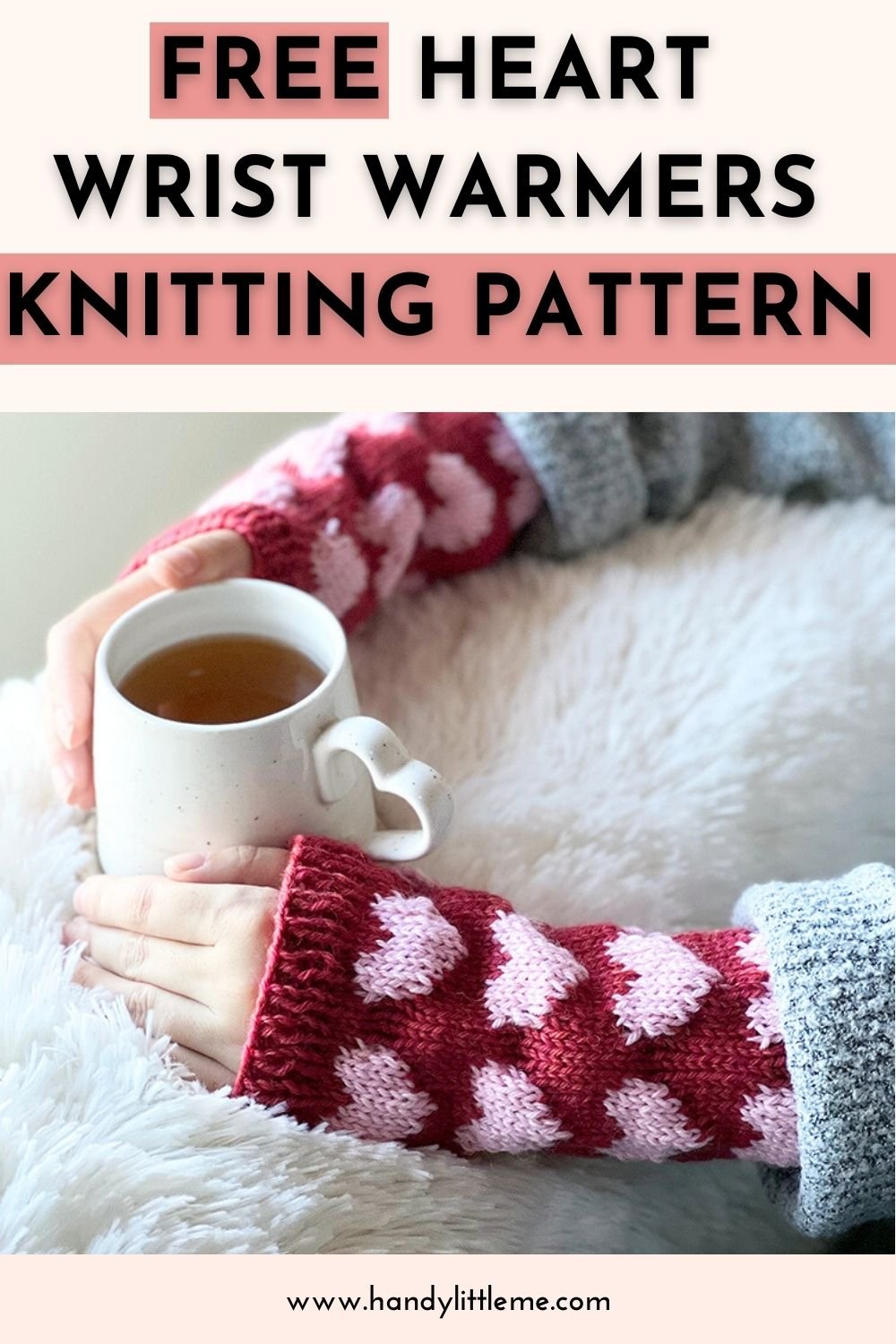 Free Heart Wrist Warmers Knitting Pattern