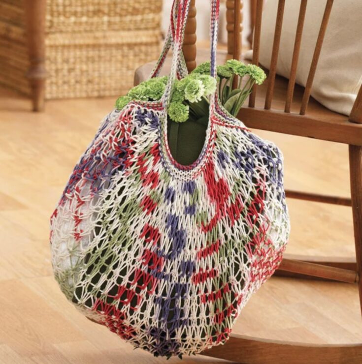Free Lily Sugar ‘N Cream Market Bag Knit Pattern by Yarnspirations