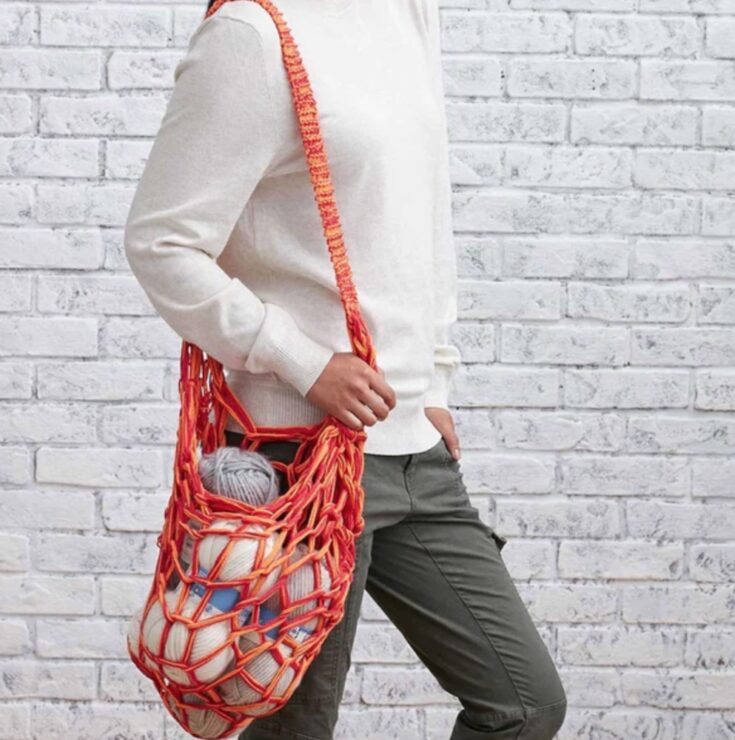 Free Lily Sugar’N Cream Arm Knit Market Bag Pattern by Yarnspirations