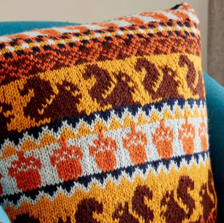 Free Patons Autumn Harvest Knit Pillow Pattern by Yarnspirations
