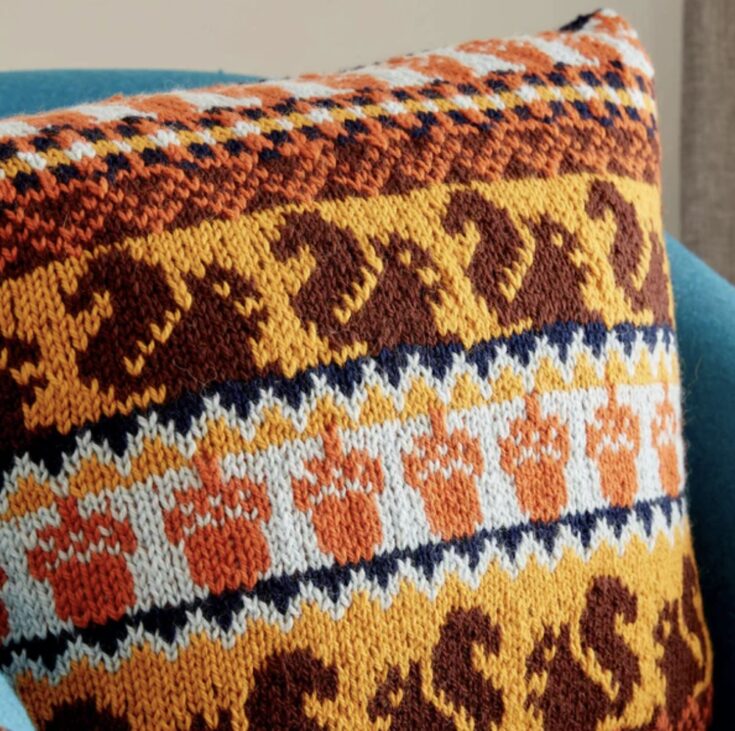 Free Patons Autumn Harvest Knit Pillow Pattern by Yarnspirations
