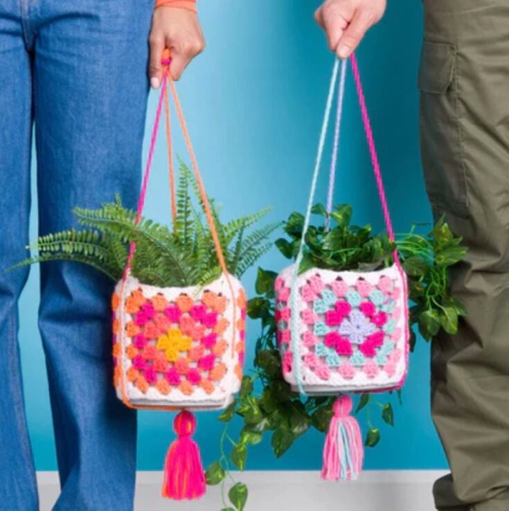 Free Red Heart Crochet Granny's Hanging Garden Pattern by Mary Maxim