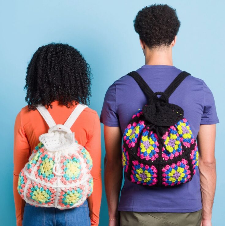 Free Red Heart Crochet Pack A Bunch Backpack Pattern by Yarnspirations