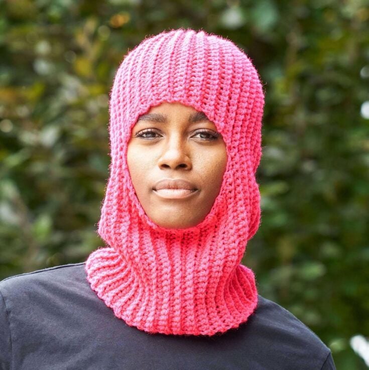 Free Red Heart Granny Crochet Balaclava Pattern by Yarnspirations