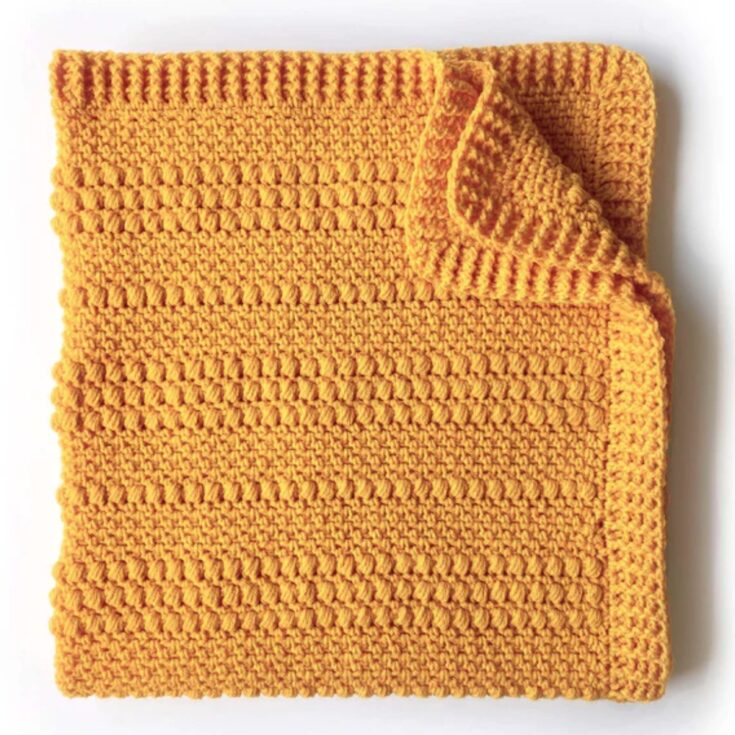 Free Red Heart Gold Puffs Crochet Baby Blanket Pattern by Daisy Farm Crafts