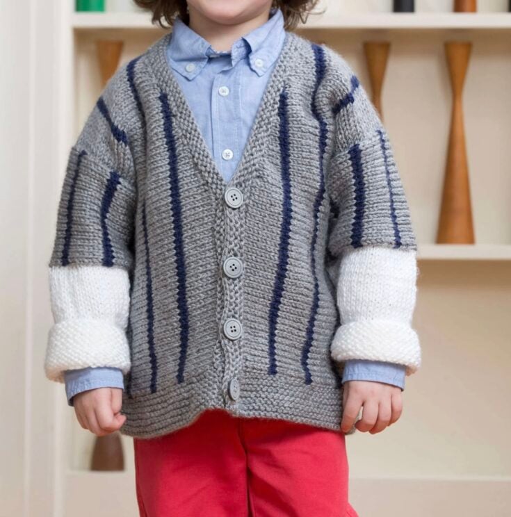 Free Red Heart Knit Toddler&rsquo;s Baseball Jersey Pattern by Yarnspirations
