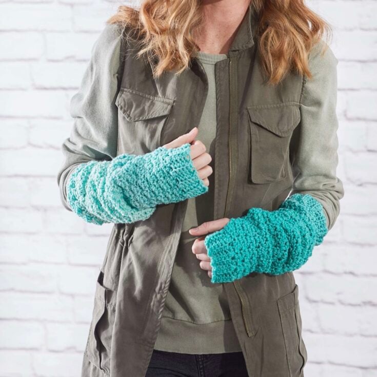 Free Red Heart Ombre Arm Warmers Pattern by Yarnspirations