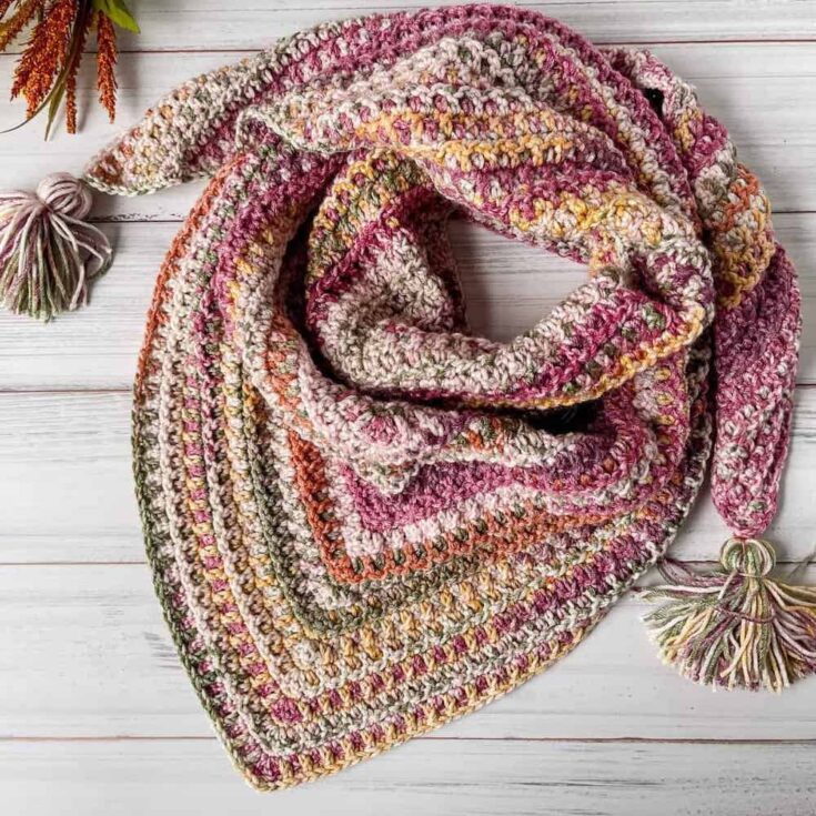 Free Triangle Crochet Shawl Pattern | Mountain Trail Scarf by Nana's Crafty Home