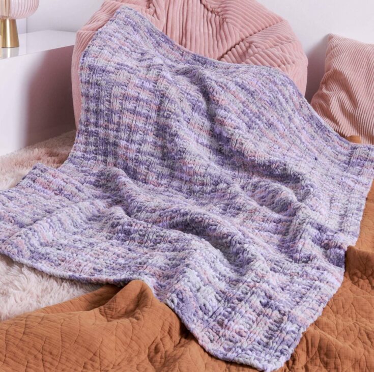 Free Waffle Stitch Knit Throw Pattern by Yarnspirations
