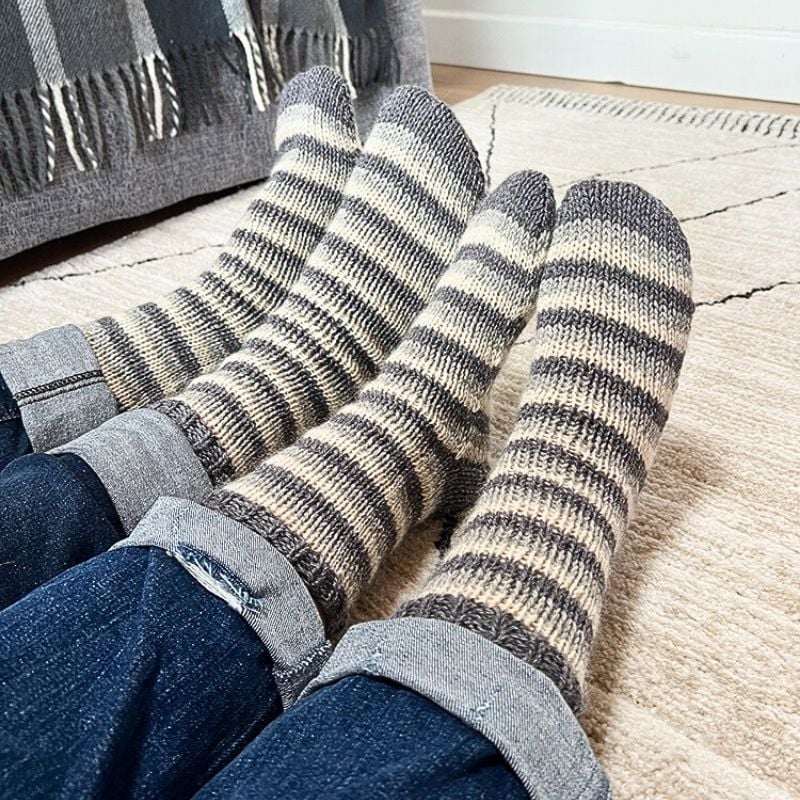Free Striped Socks Knitting Pattern (6 Sizes)