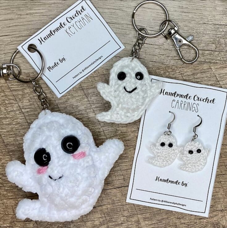 Ghost Earrings And Keychain by Amanda Ray