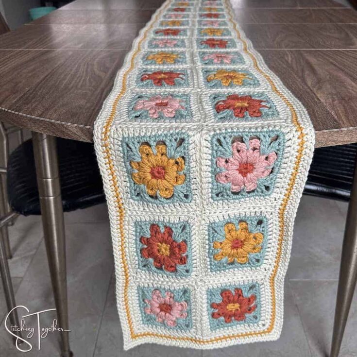 Granny Square Table Runner Crochet Pattern by Stitching Together