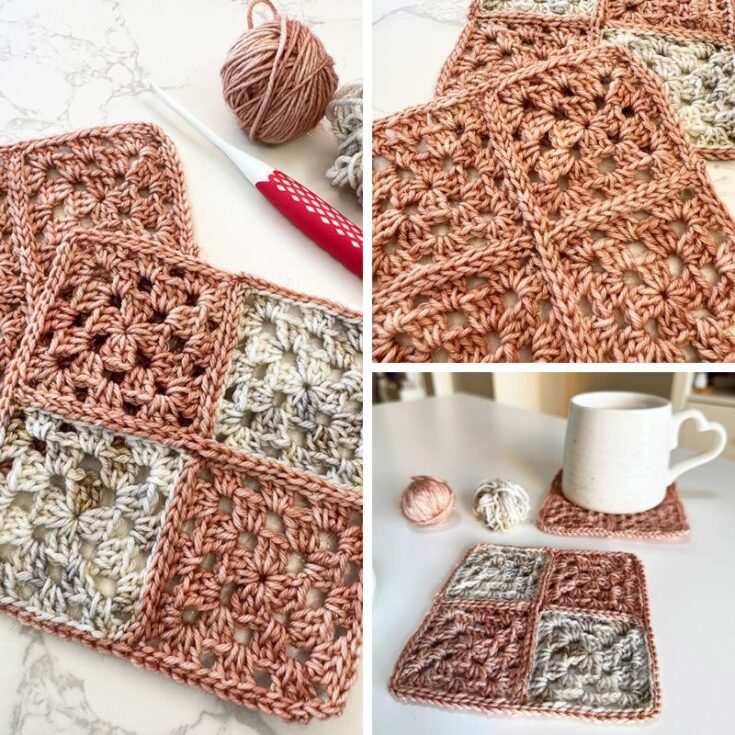 Image for Crochet Granny Square Coaster Pattern (Free Printable)