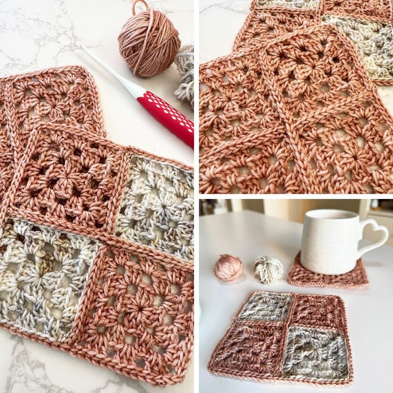 Crochet Granny Square Coaster Pattern (Free Printable)