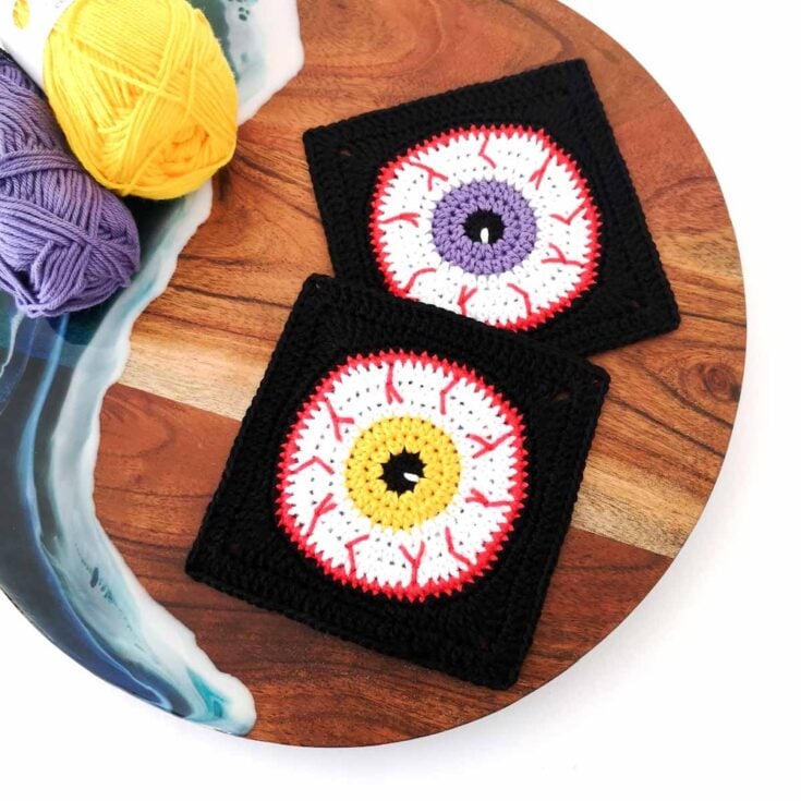 Halloween Eyeball Granny Square by Stitch by Fay