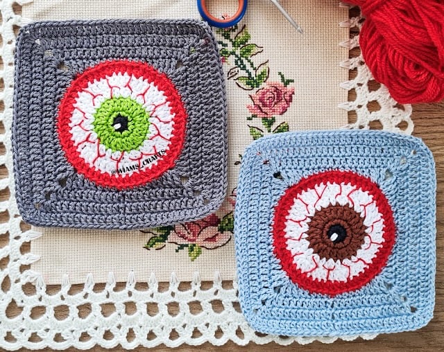 Halloween Eyeball Granny Square by Wiam's Crafts