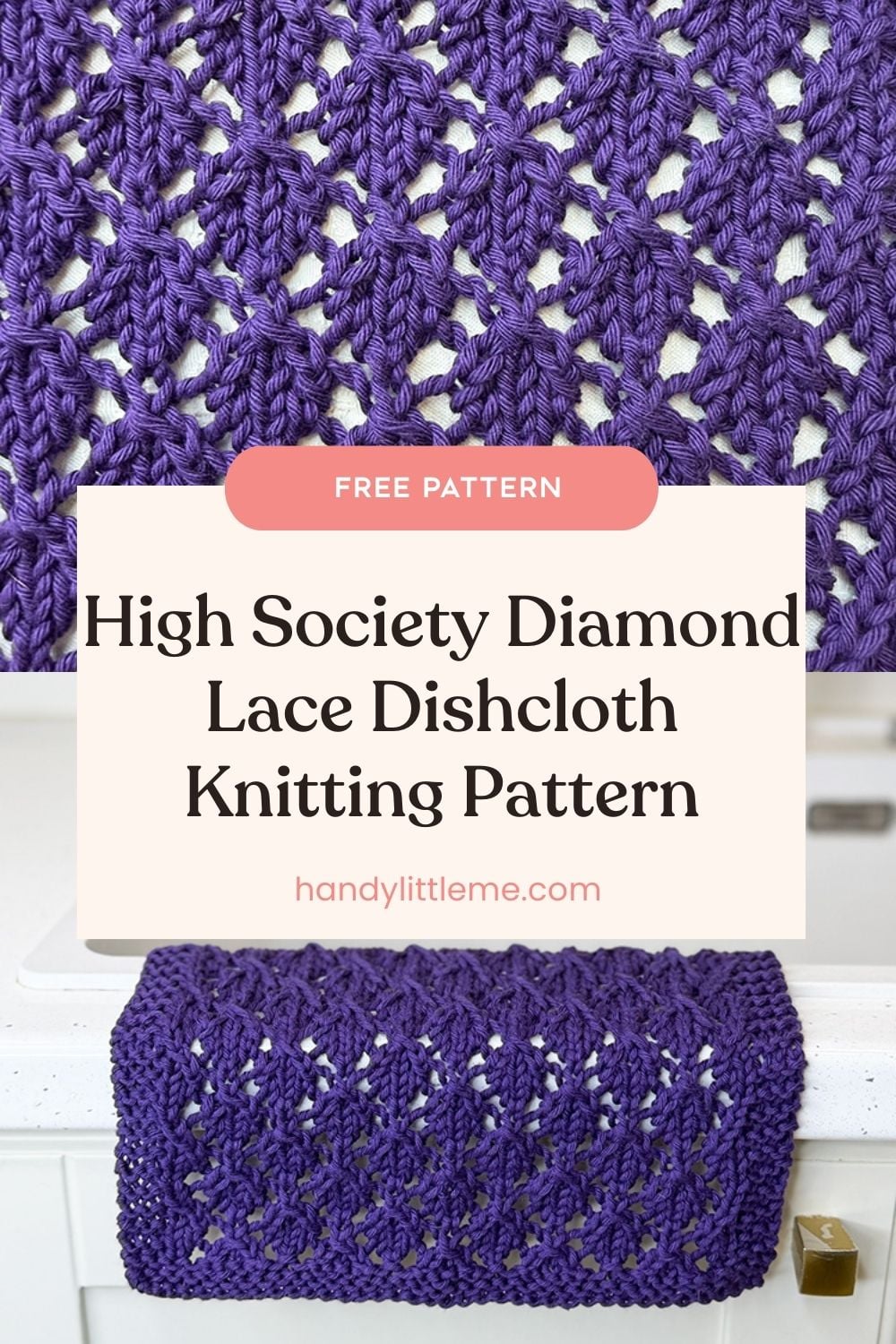 High Society perforated diamond lace knitted dishcloth