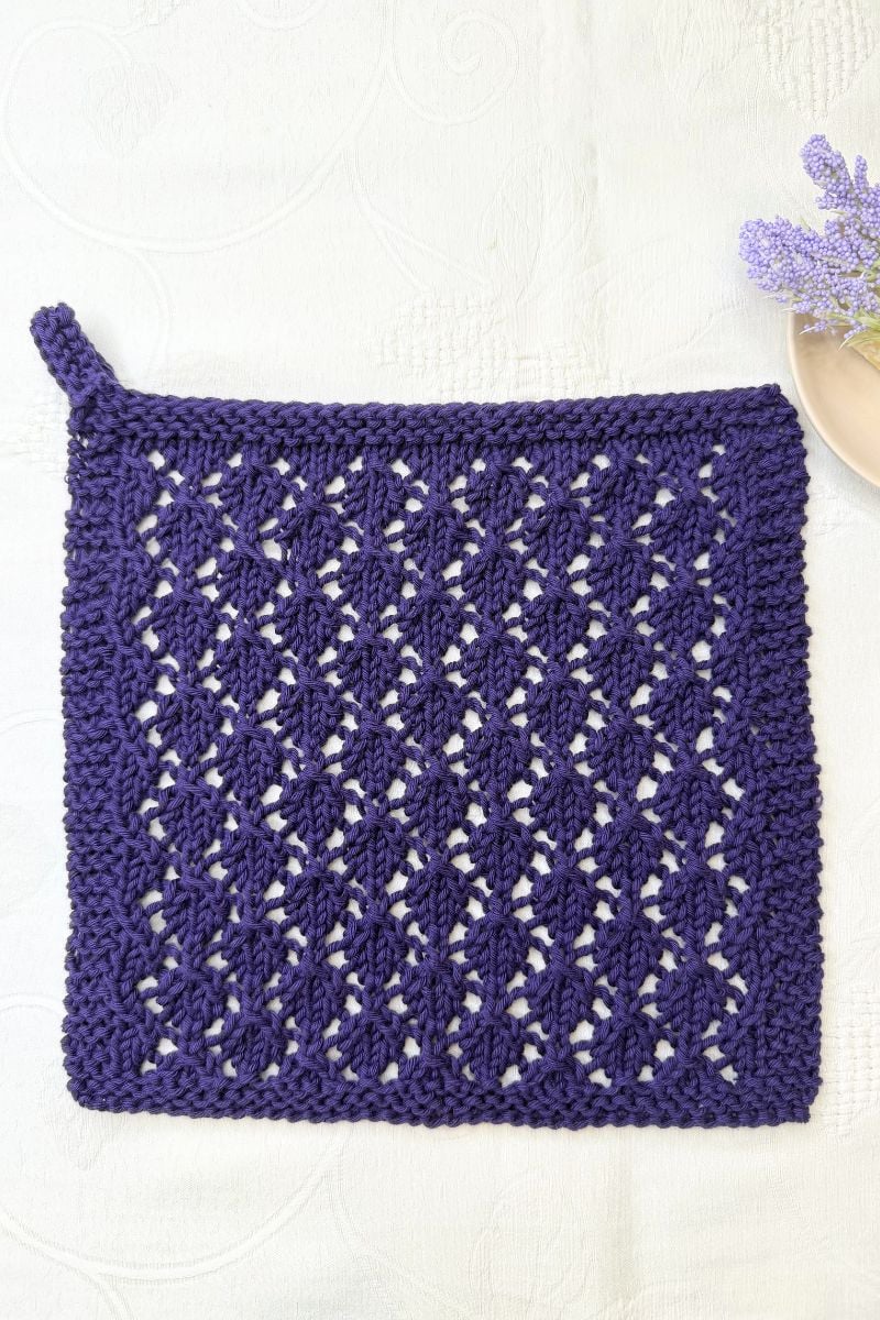 High society perforated diamonds knit dishcloth