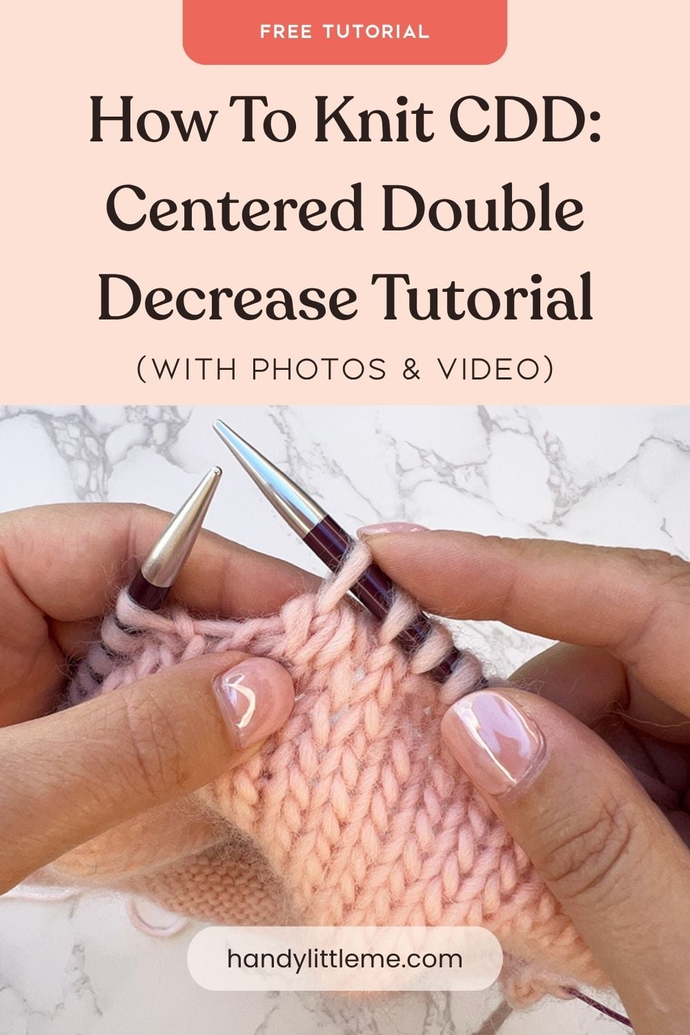How To Knit CDD Centered Double Decrease Tutorial