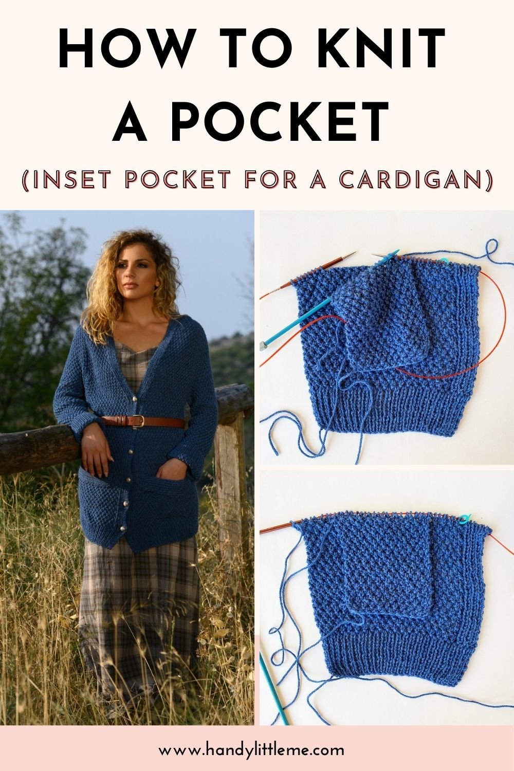 How to knit a pocket inset tutorial