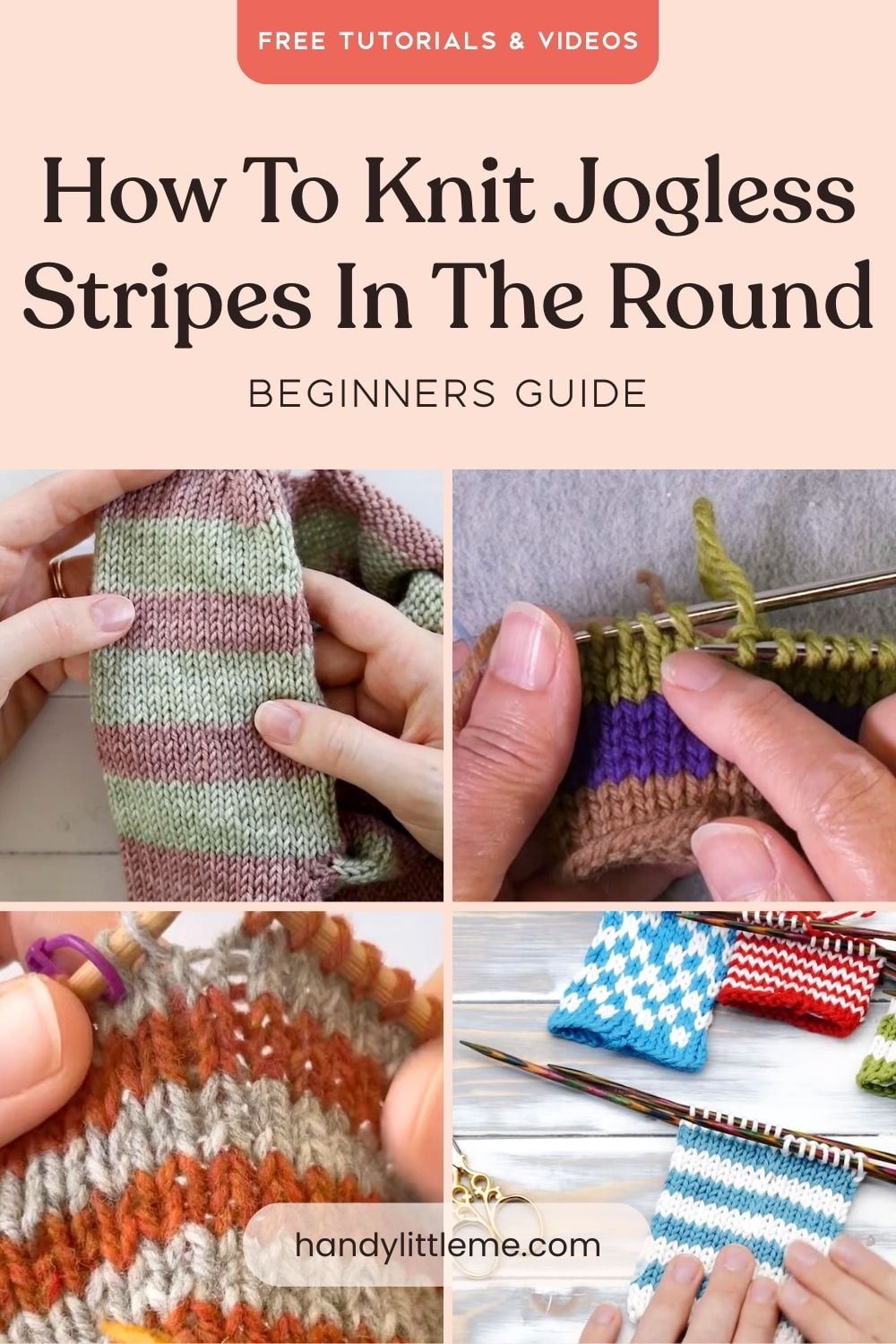 How to knit jogless stripes in the round with tutorials