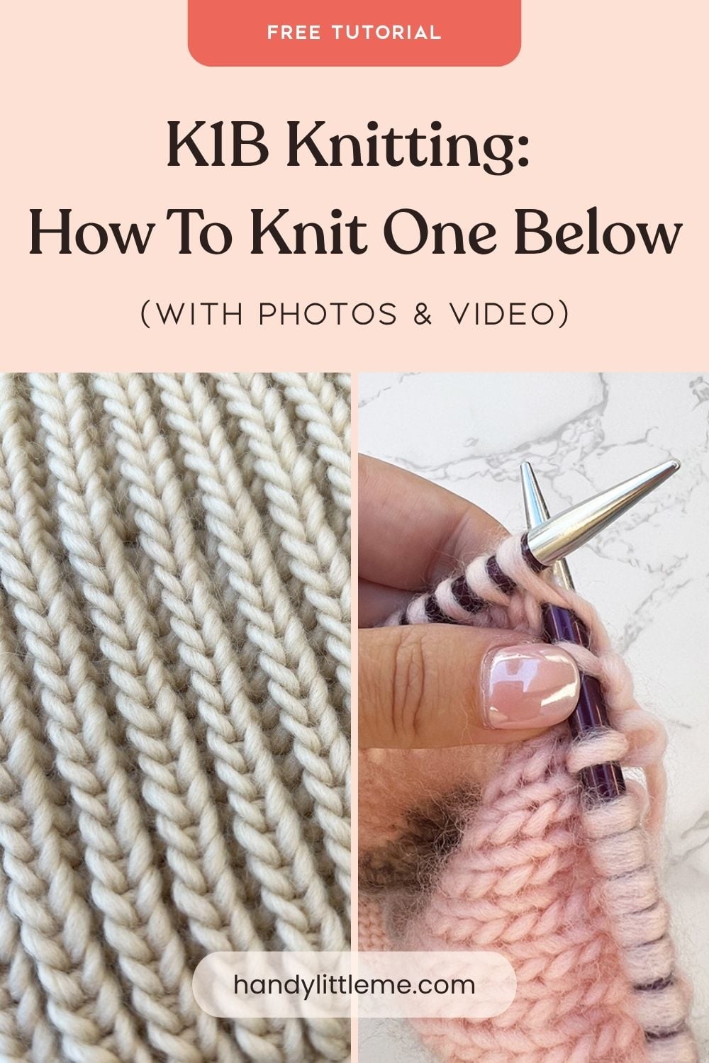 K1B Knitting - knit one below