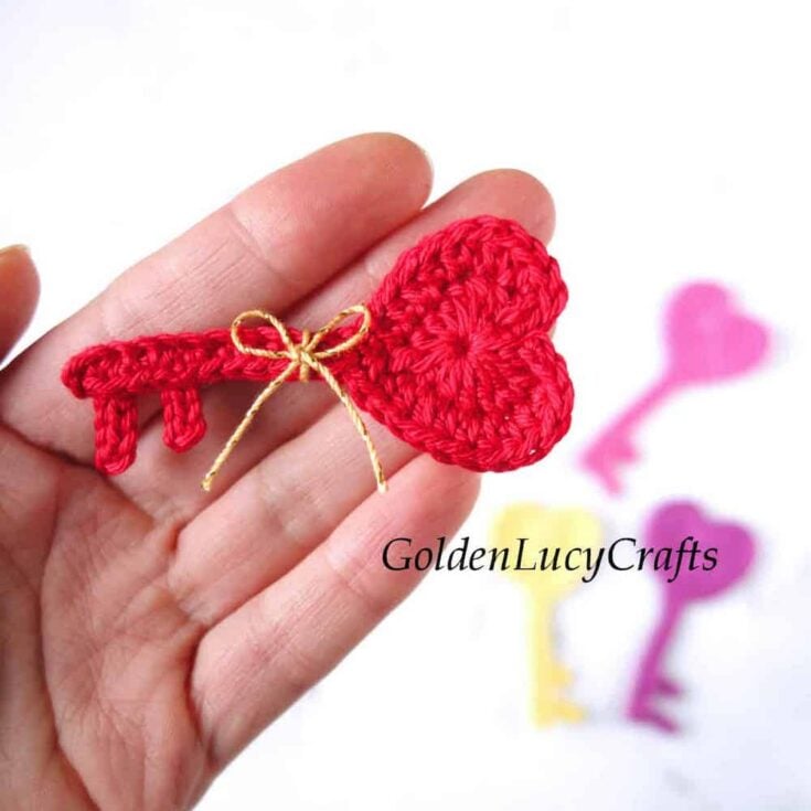 Image for Key to My Heart Crochet Applique by Golden Lucy Crafts