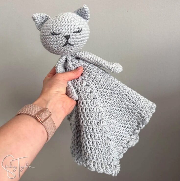 Kitty Cat Lovey Crochet Pattern by Stitching Together