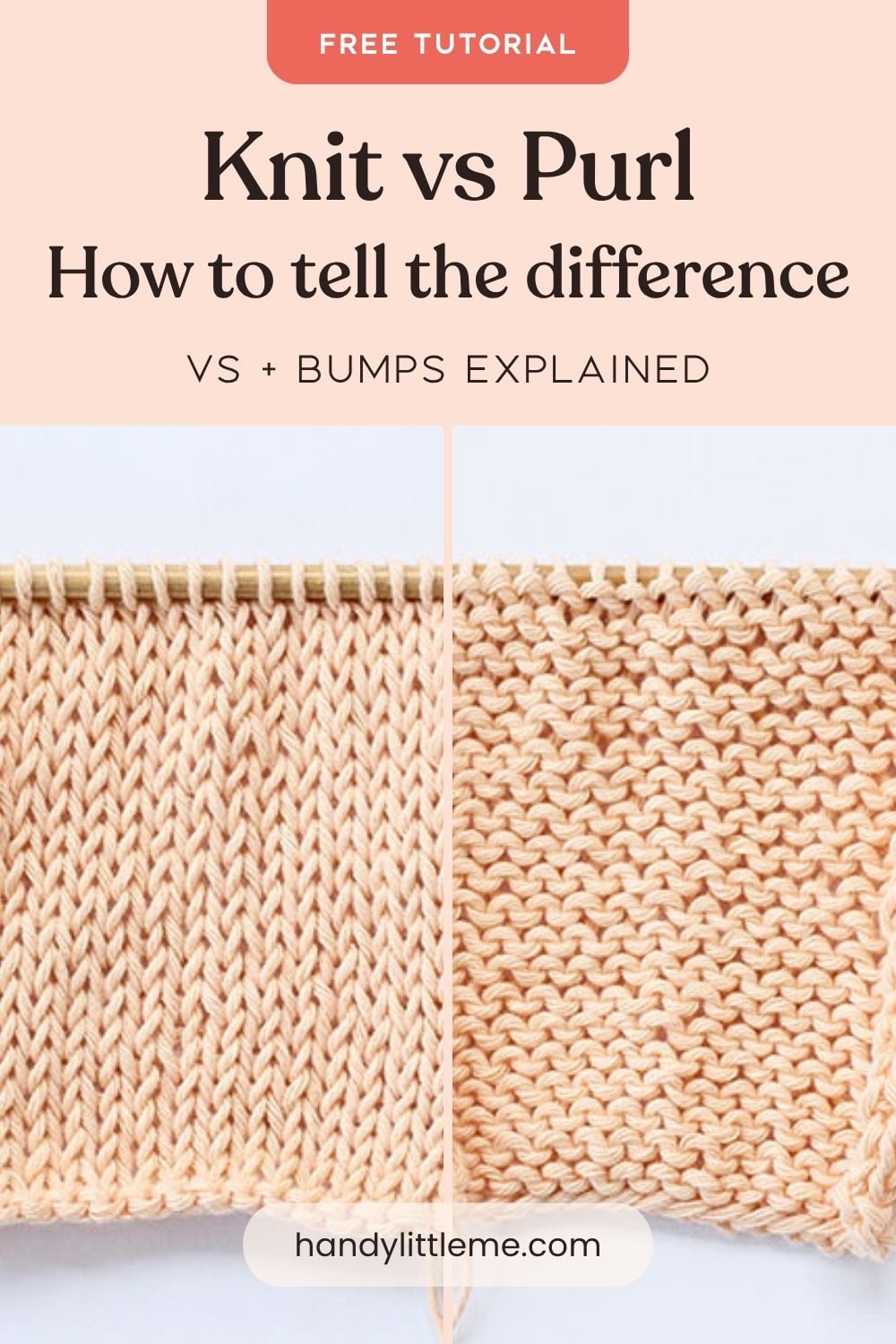 Knit vs purl beginner guide with photos