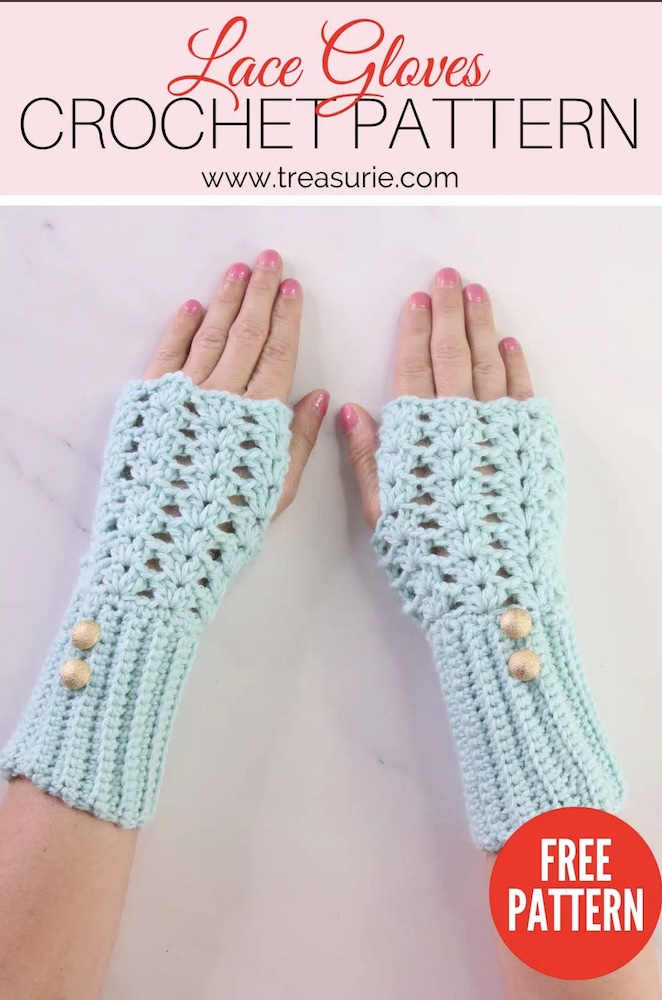 Lace Crochet Gloves Pattern by Treasurie