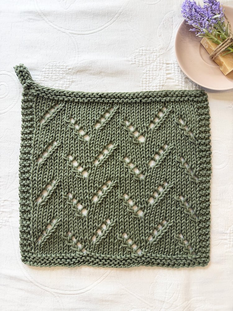 Lace leaves knitted dishcloth