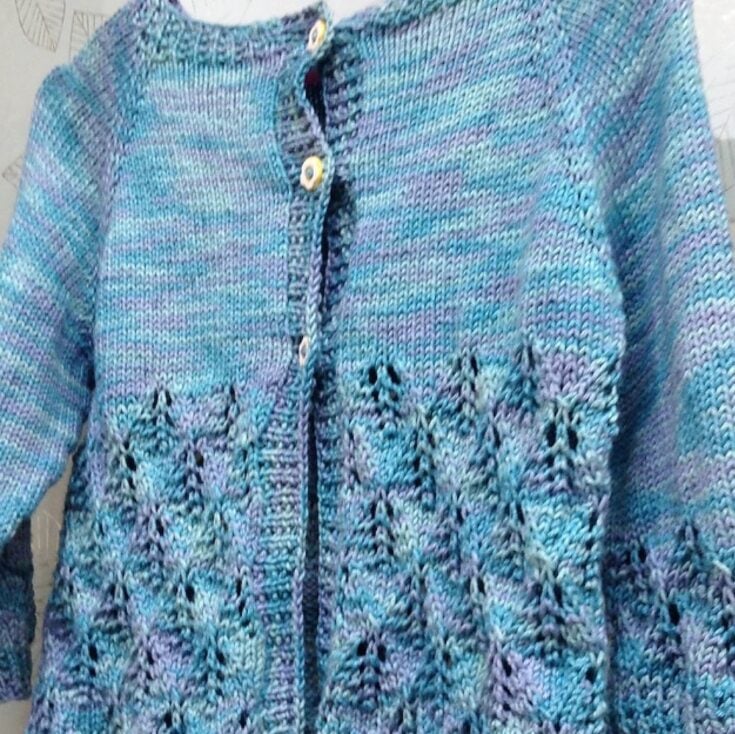 Lacy Leaf Baby Cardigan by Soo Fen