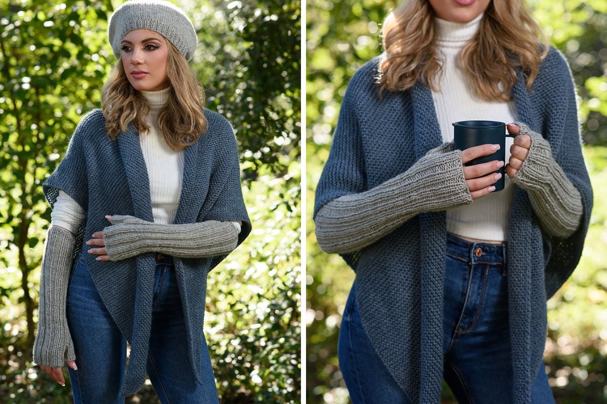 Long fingerless gloves knitting pattern