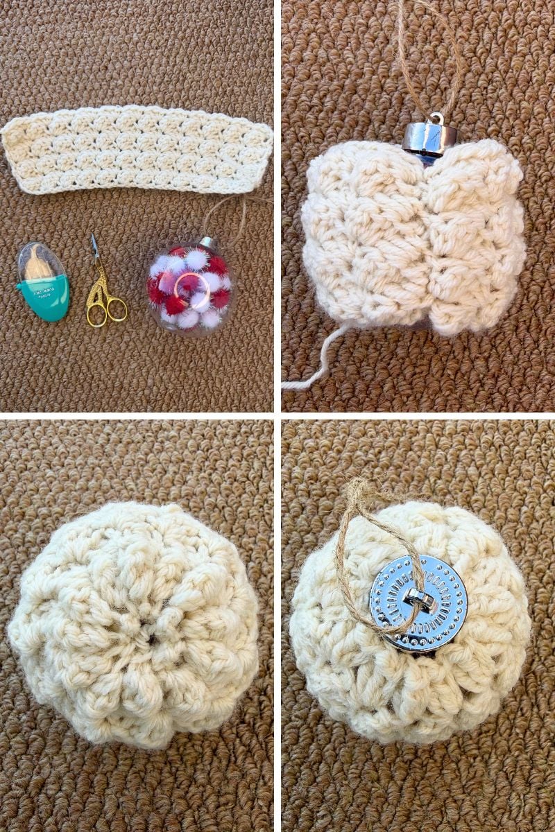 Making up the crochet bauble