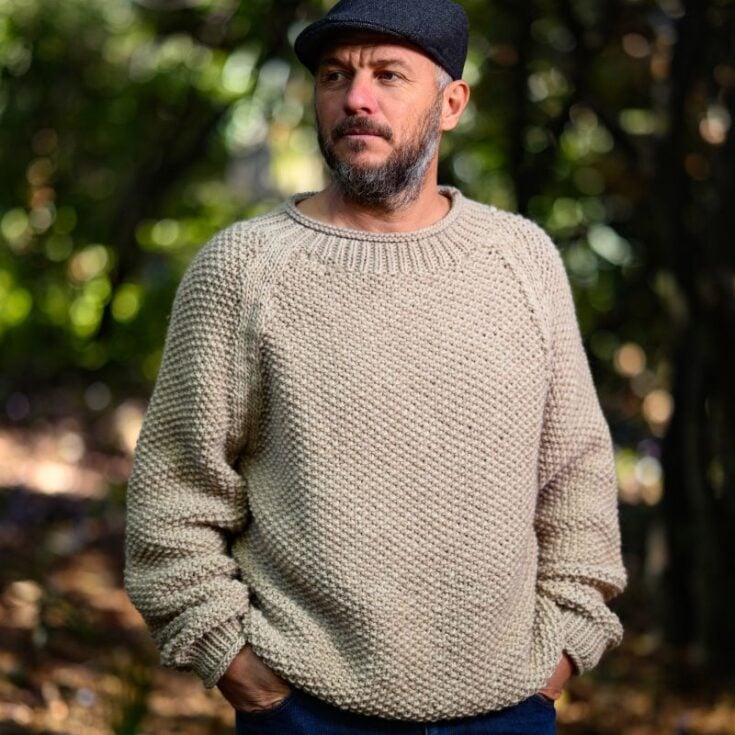 Image for Men’s Moss Stitch Sweater Pattern | Cozy Cabin