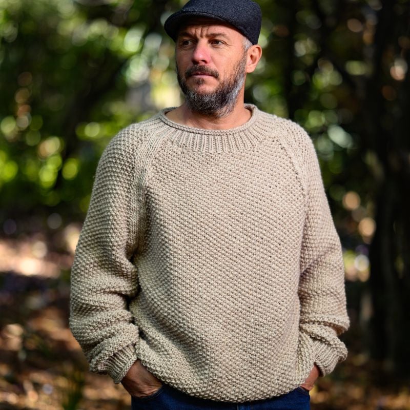 Men’s Moss Stitch Sweater Pattern | Cozy Cabin