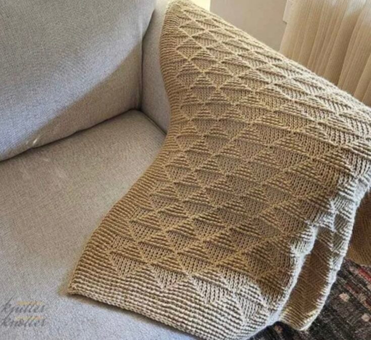 Mihir Blanket Tunisian Crochet Stitch Blanket by Knitter Knotter