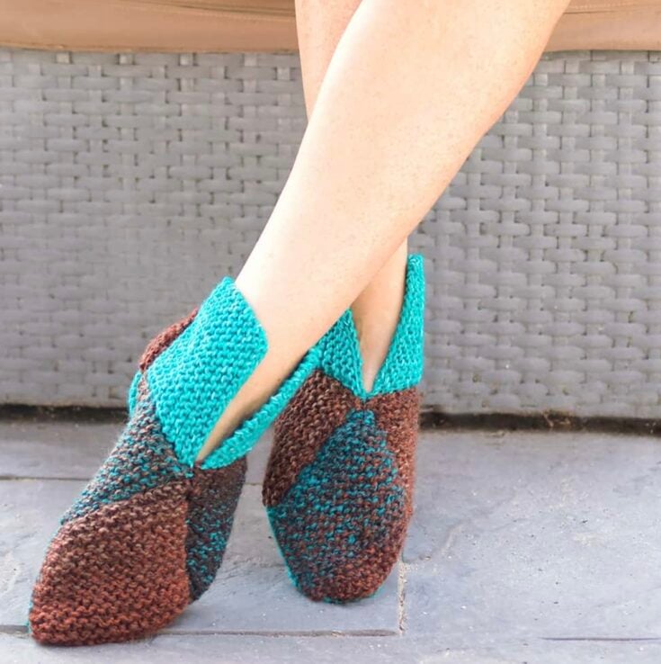 Origami Slippers Knitting Pattern by Gina Michelle