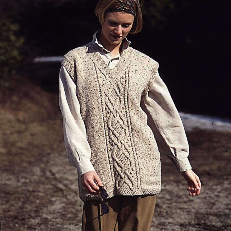 Patons Celtic Cable Vest by Yarnspirations
