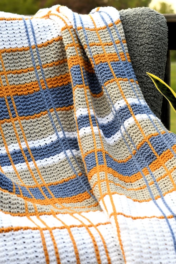 Plaid Tunisian Crochet Afghan by Make It Crochet