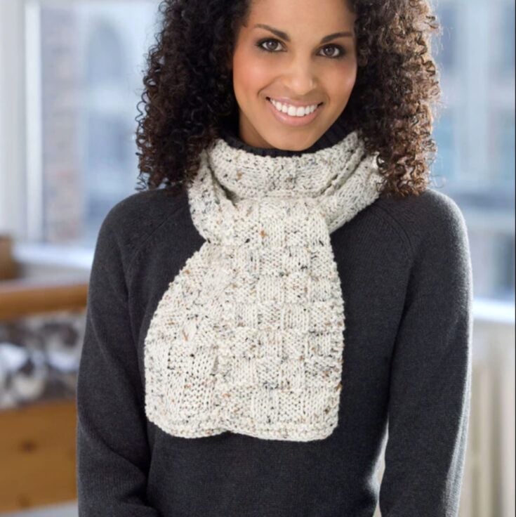 Image for Red Heart Basketweave Scarf Pattern by Yarnspirations