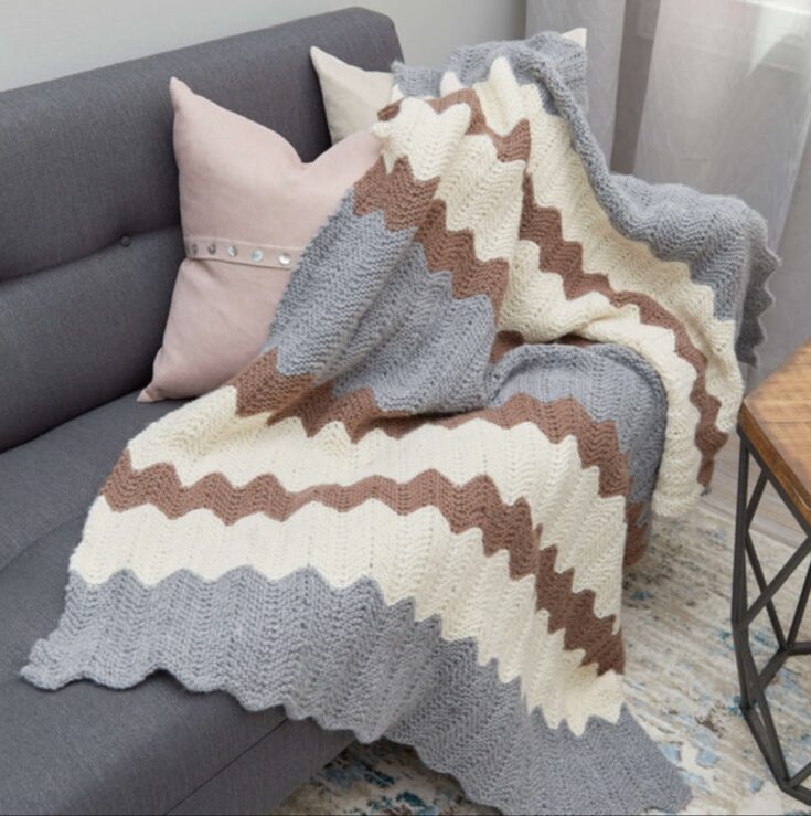 Image for Red Heart Calming Colors Chevron Throw by Yarnspirations