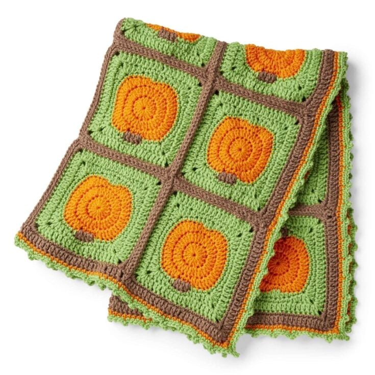 Red Heart Crochet Pumpkin Patch Blanket by Sarah Zimmerman