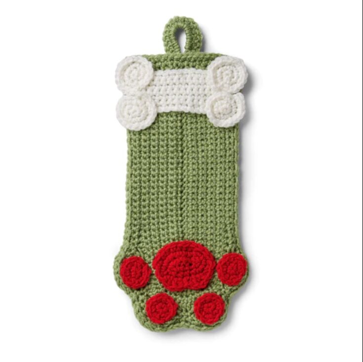 Red Heart Dog Paws Christmas Stocking by Yarnspirations