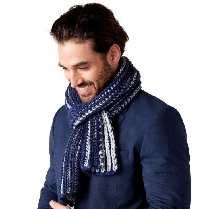 Red Heart Easy Knit Fisherman's Rib Knit Scarf by Yarnspirations