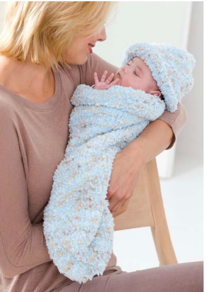 Red Heart Knit Baby Cocoon And Cap by Yarnspirations
