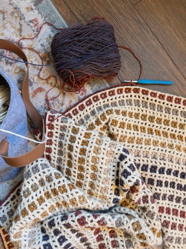 Reversible Interlocking Crochet Blanket by Life And Yarn