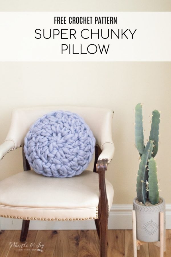 Round Super Chunky Crochet Pillow by Whistle And Ivy