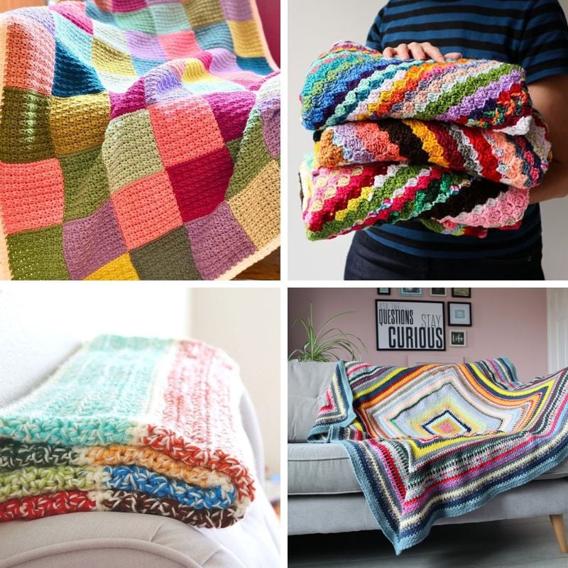 20 Scrap Yarn Blanket Ideas (Free Patterns)