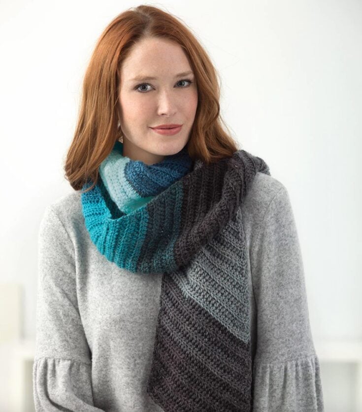 Shaded Diagonal Scarf by Lion Brand Yarns